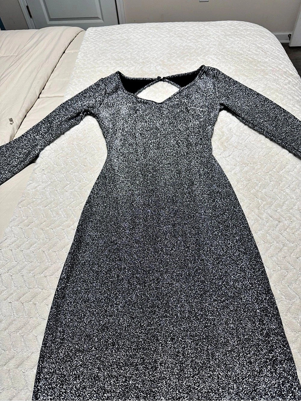 Long Sleeve Glitter Mid Dress